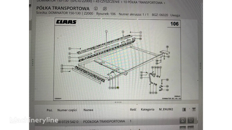 Claas Dominator 130-150 rama podsiewacza , podłoga trans. claas Avero  Chassis für Claas Dominator 130-150   48 , 58 , 68 , 78 Getreideernter